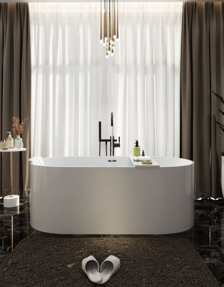 Illuminate Your Bathroom: High-Quality Glossy Freestanding Bathtub