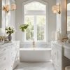 Minimalist Luxury Bathroom: The Beauty of a White Bathtub Accented with Gold 28