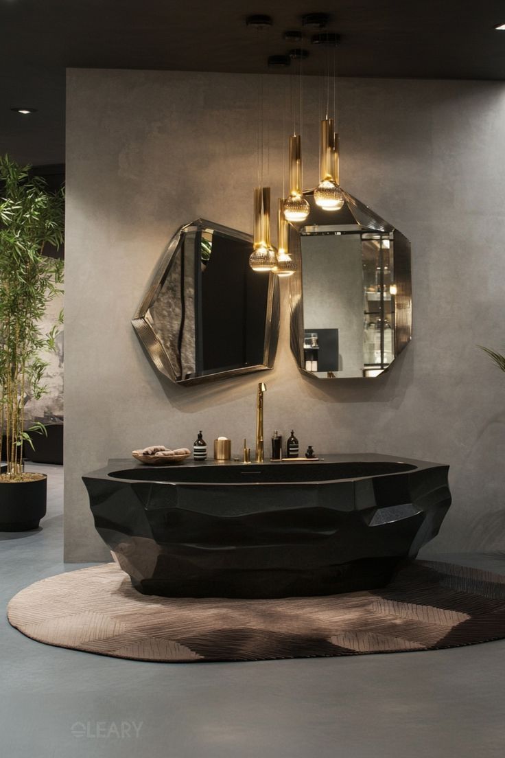 The Bathroom as Art: Creating a Focal Point with a Sculptural Bathtub and Mirrors