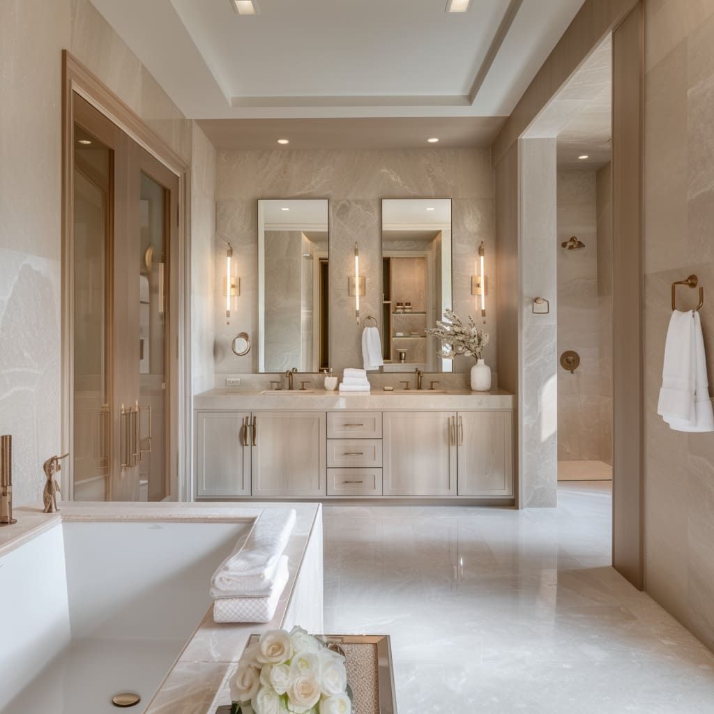Timeless Luxury: A Guide to Transitional Vanities & Built-In Bathtubs