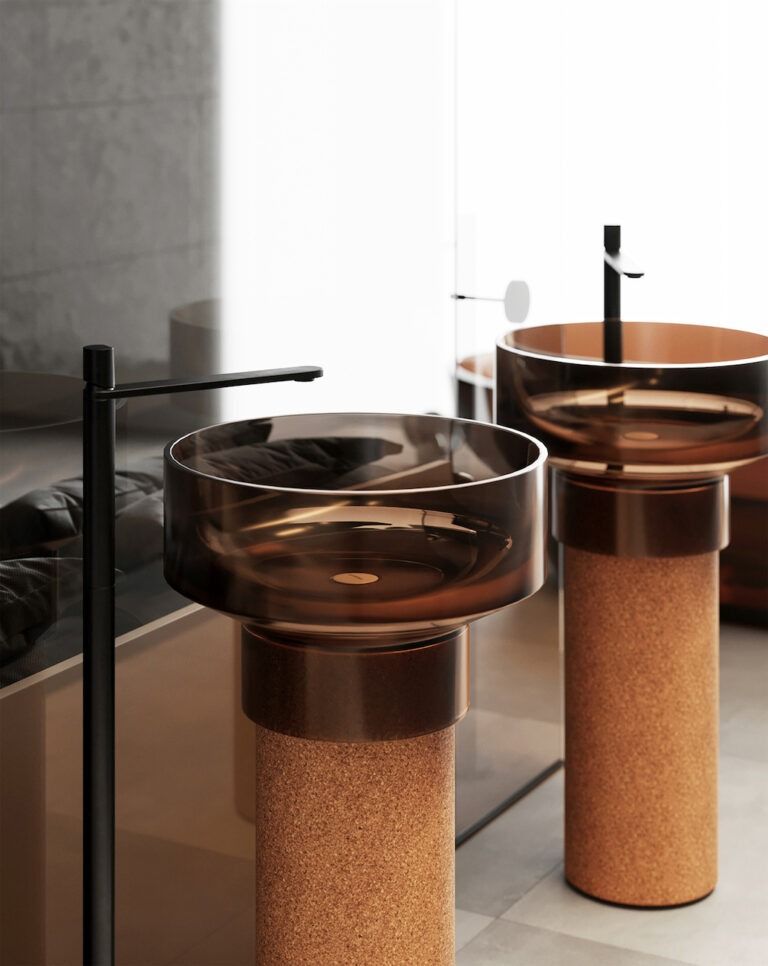 Organic Modernism: Sculpting Luxury Bathrooms with Resin Sinks & Cork Pedestals
