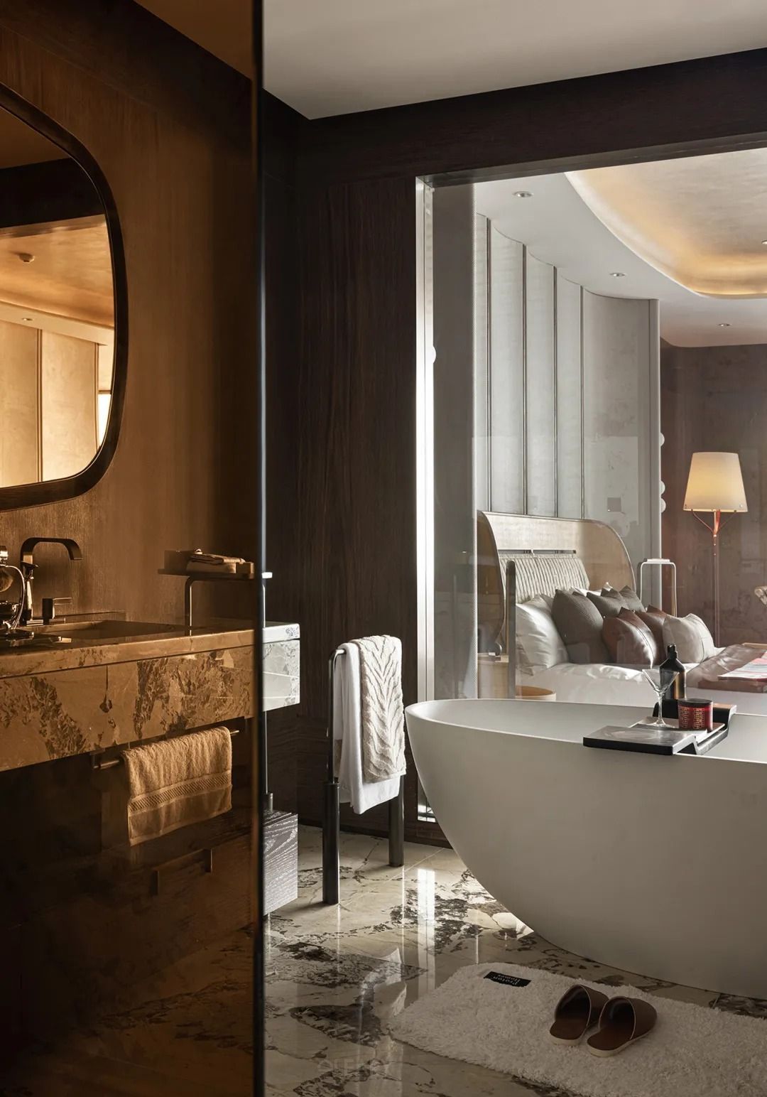 A Symphony of Style: The Timeless Luxury of White Bathtubs and Marble Washbasins