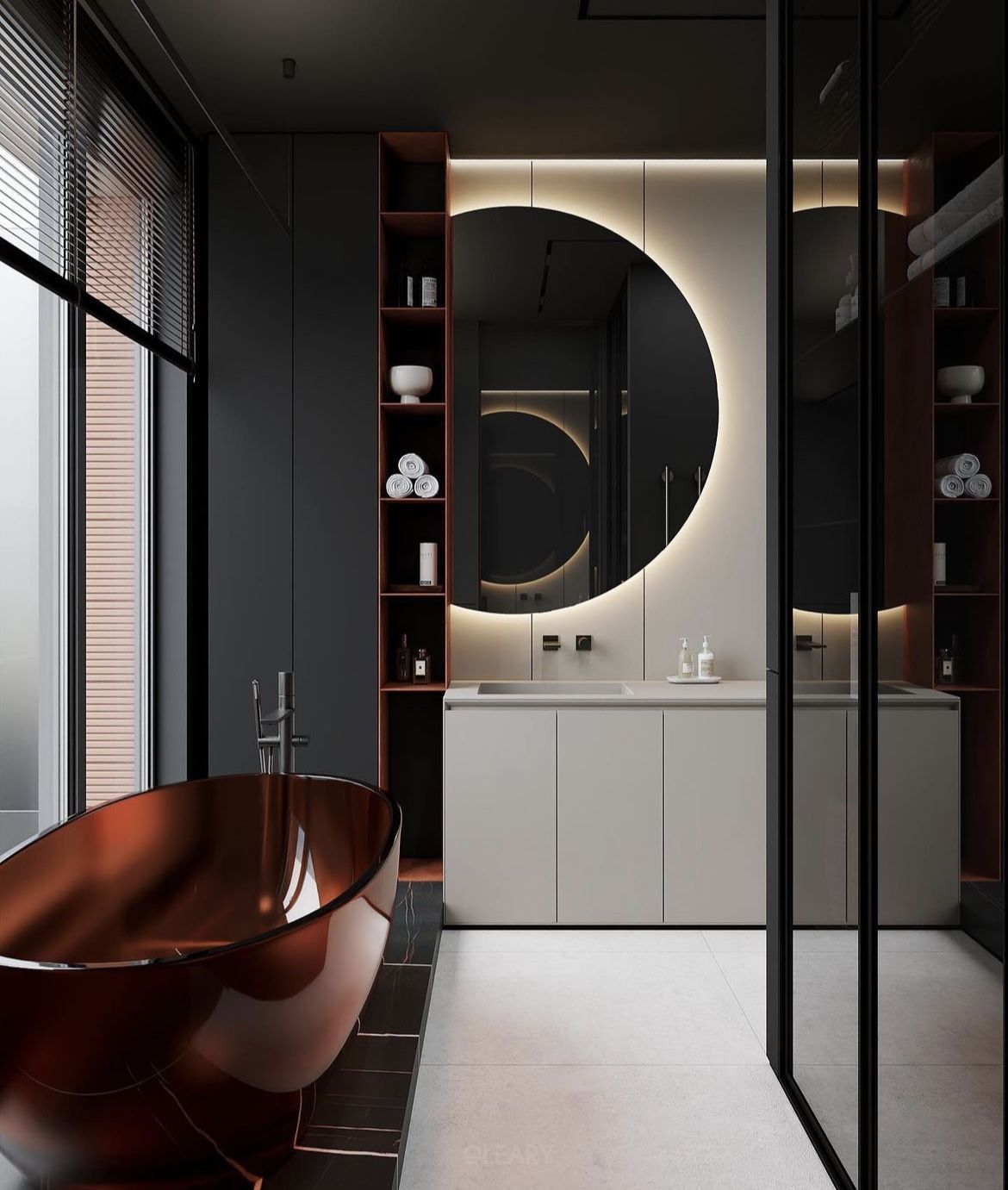 Modern Contrast: Pairing Statement Resin Bathtubs with Chic White Floor-Standing Cabinets