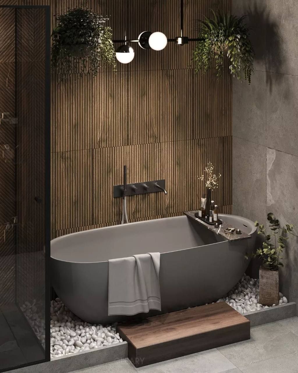 The Modern Sanctuary: Create a Spa Retreat with a Grey Freestanding Bathtub