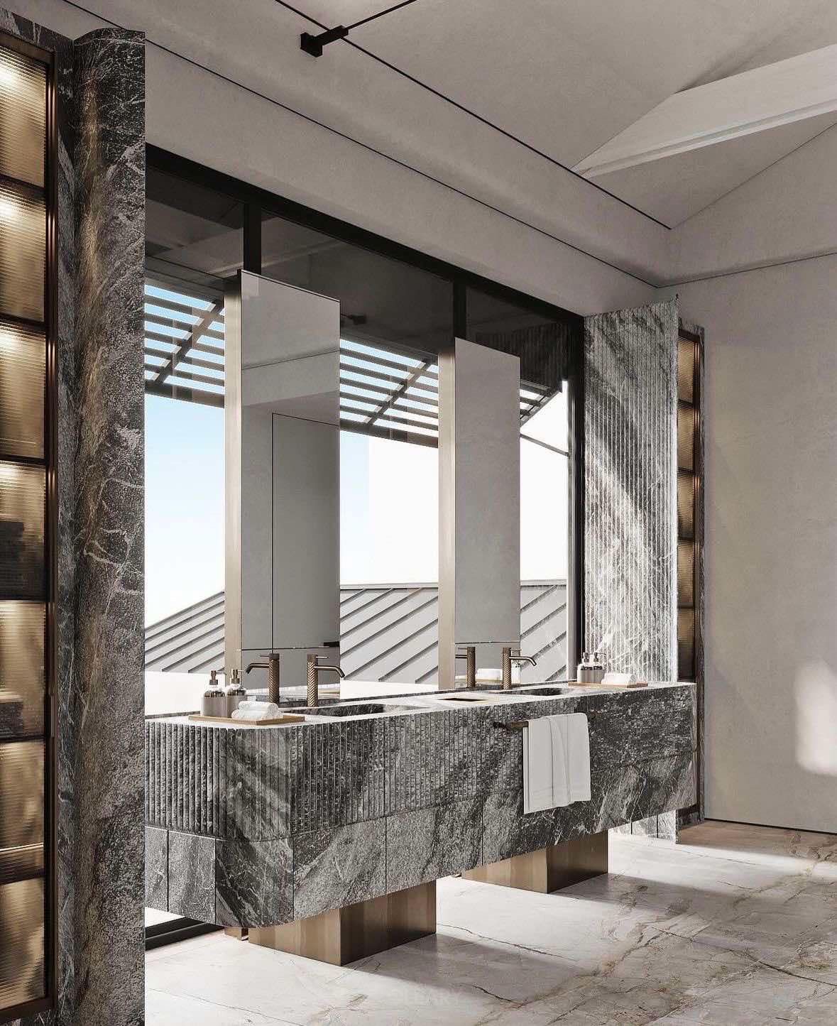 The Art of the Monolith: The Power of the Custom Textured Stone Vanity