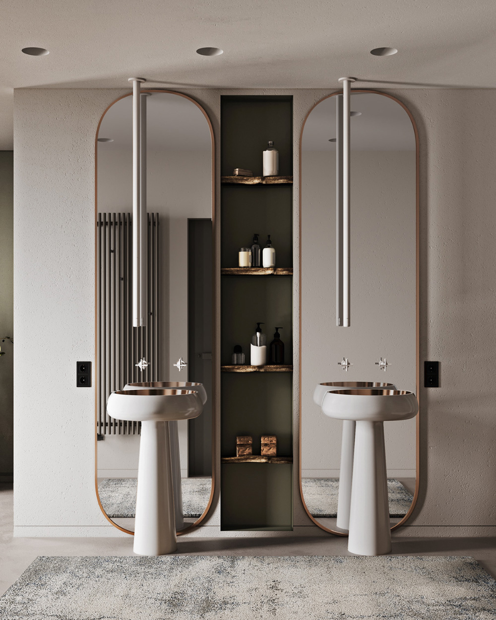 Elegant Duets: Pairing Freestanding Pedestal Sinks with Statement Mirrors for Luxurious Bathrooms